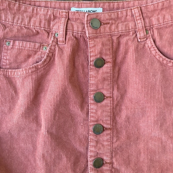 Billabong Womens 27 Rust Corduroy Button-Front Mini Skirt Preppy Beach Boho - Picture 3 of 8